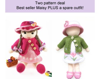 Maisy Knitted Doll Clothes Knitting Pattern: Dress, Jacket, Hat, Shoes (13 Inch)