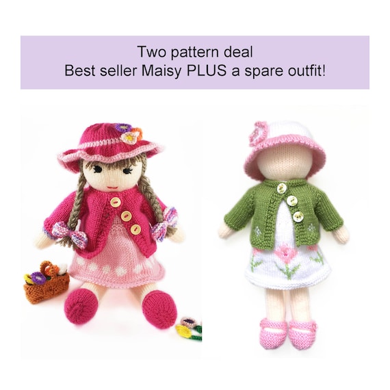 Maisy Knitted Doll Clothes Knitting Pattern: Dress, Jacket, Hat, Shoes (13 Inch)