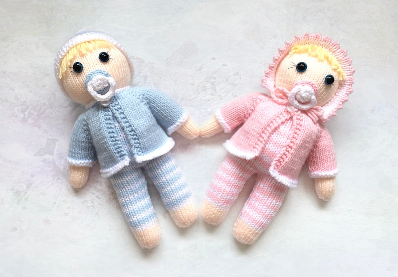 Doll Knitting Pattern Twin Doll Babies Pattern Worked Flat on Two Needles image 6
