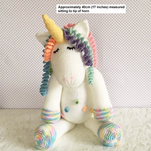 Unicorn Knitting Pattern 17 Inch Worked Flat Two Needles Easy to Knit Unicorn Soft Toy Knitting Pattern Instant Download image 7