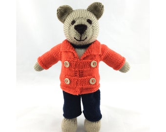 Toby Teddy Bear Knitting Pattern Worked Flat Two Needles