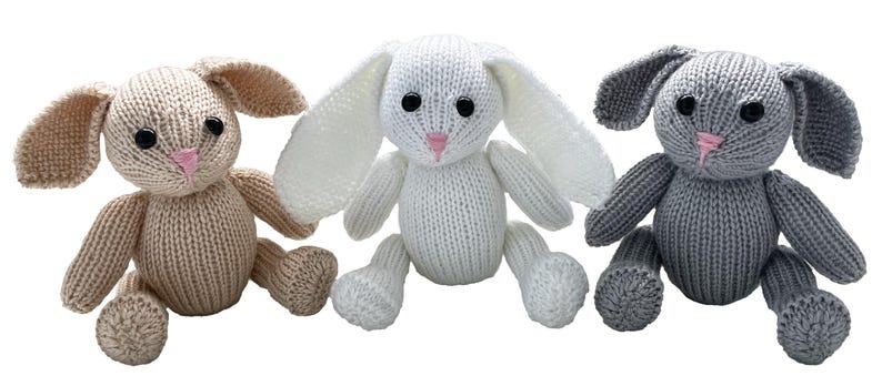 Knitted Grey Rabbit Bunny Knitting Pattern: Mix & Match Clothes (PDF Download) Beginner ...