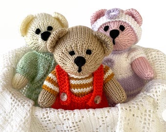 Teddy Bear Knitting Pattern: Mix & Match Clothes (PDF Download) Beginner-Friendly