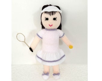 Doll Knitting Pattern 33cm (13 inch) Tennis Player Doll Worked Flat on Two Needles Knitting Pattern Dolls Clothes Pattern