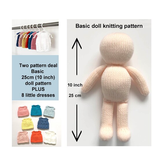 Basic Doll Knitting Pattern 25cm 10 Inch Doll Body Base Worked