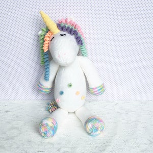 Unicorn Knitting Pattern 17 Inch Worked Flat Two Needles Easy to Knit Unicorn Soft Toy Knitting Pattern Instant Download image 2