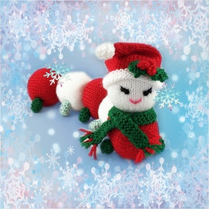 Christmas Caterpillar Toy Knitting Pattern Xmas Decoration Worked Flat on Two Needles