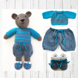 Teddy Bear Knitting Pattern 17 Inch Teddy Bear Clothes Sweater and Shorts Knitting Pattern Worked Flat