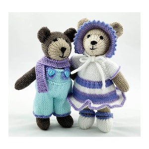 Teddy Bear Knitting Pattern 8.5 inch Removable Clothes Worked Flat Two Needles