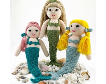 Mermaid Doll Knitting Pattern 35cm (14 inch) Instant PDF Download Worked Flat on Two Needles Knitting Pattern Doll Pattern