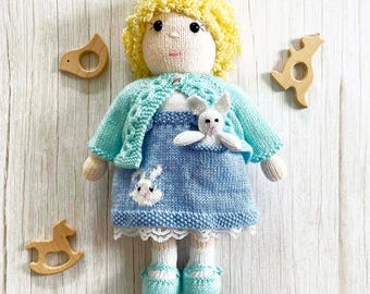 Susie Doll Knitting Pattern: Boutique Doll with Clothes & Adoption Certificate (PDF Download)