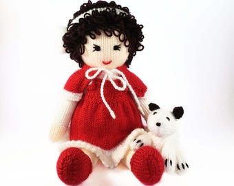 Holly Doll Knitting Pattern Worked Flat on Two Needles Instant Download PDF