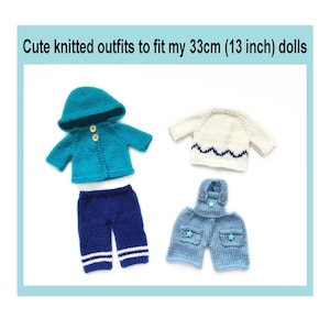 Knitted Dolls Clothes Pattern Dolls Outfit Doll Hoodie Dolls Knitted Shorts Pattern Knitted Sweater Pattern 13 Inch Dolls Pants Boy Clothes