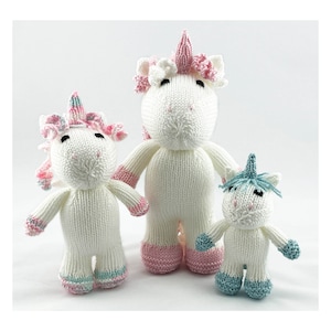 Unicorn Family Knitting Pattern: Knit Flat on Two Needles (PDF Download)