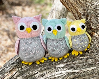 Owl Family Knitting Pattern Knitted Owls PDF Owls Soft Toy Owls Baby Owl Bird Knitting Pattern Cute Owl Soft Toys Instant Download