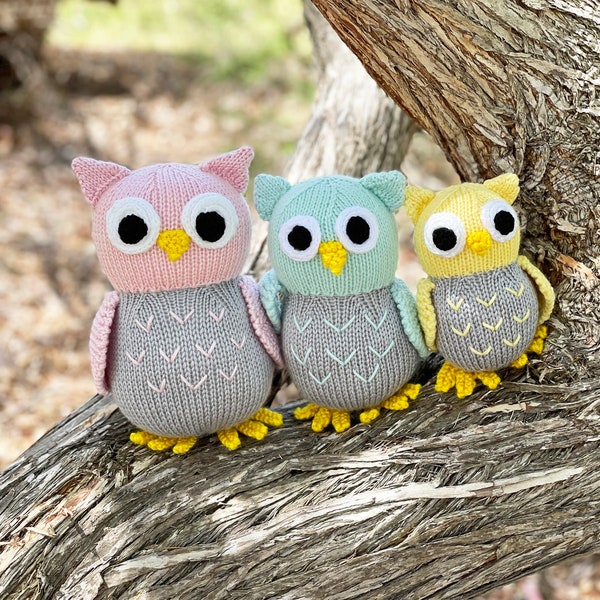 Owl Family Knitting Pattern Knitted Owls PDF Owls Soft Toy Owls Baby Owl Bird Knitting Pattern Cute Owl Soft Toys Instant Download