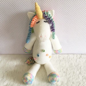 Unicorn Knitting Pattern 17 Inch Worked Flat Two Needles Easy to Knit Unicorn Soft Toy Knitting Pattern Instant Download image 8