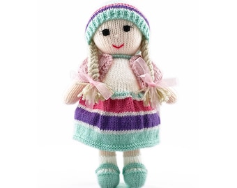 Modèle de tricot pour poupée 25 cm (10 pouces) robe, boléro, bonnet travaillé à plat (PDF)