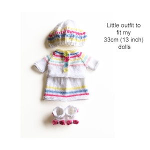 Dolls Clothes Knitting Pattern For 13 Inch Dolls Worked Flat on Two Needles