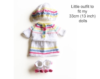 Dolls Clothes Knitting Pattern For 13 Inch Dolls Worked Flat on Two Needles