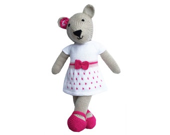 Teddy bear knitting pattern 17 inch bear making worked flat on two needles