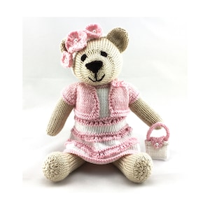 Tessie Teddy Bear Knitting Pattern: 13 Inch Doll, Dress & Accessories (PDF Pattern)