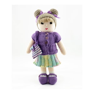 Violet Doll Knitting Pattern 33cm (13 inch) PDF Download Worked Flat on Two Needles