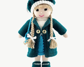 Belinda Doll Knitting Pattern PDF download 33cm (13 inch) Knit Flat on Two Needles