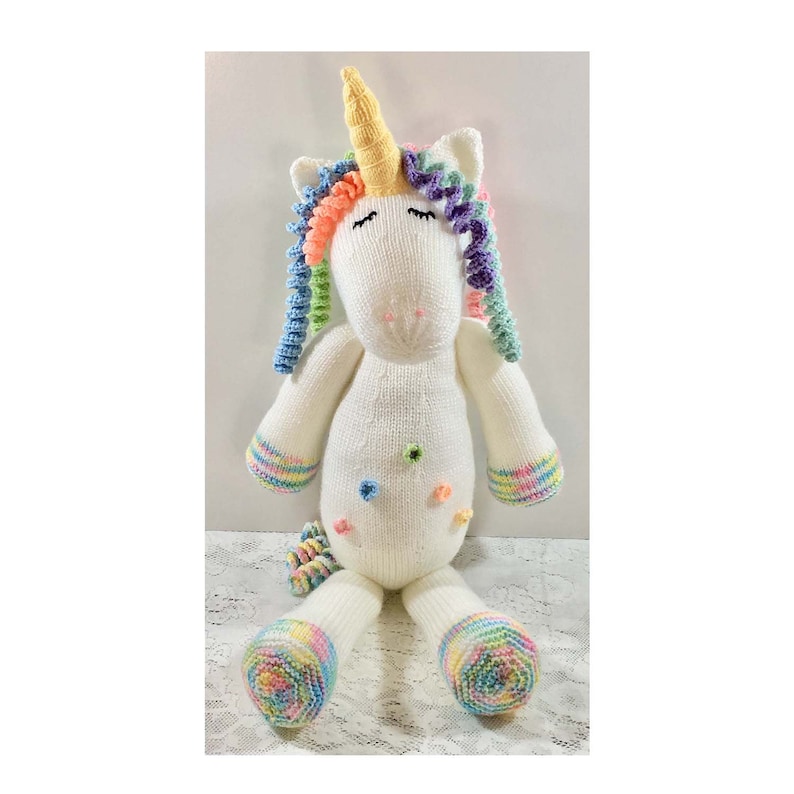 Unicorn Knitting Pattern 17 Inch Worked Flat Two Needles Easy to Knit Unicorn Soft Toy Knitting Pattern Instant Download image 5