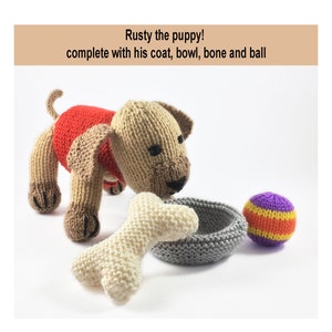Puppy Dog Knitting Pattern Worked Flat on 2 Needles PDF Instant Download