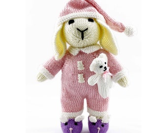 Bedtime Bunny Knitting Pattern: Knit Flat, Sleep Suit Toy (PDF Download)