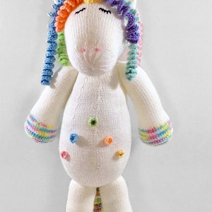 Unicorn Knitting Pattern 17 Inch Worked Flat Two Needles Easy to Knit Unicorn Soft Toy Knitting Pattern Instant Download image 4