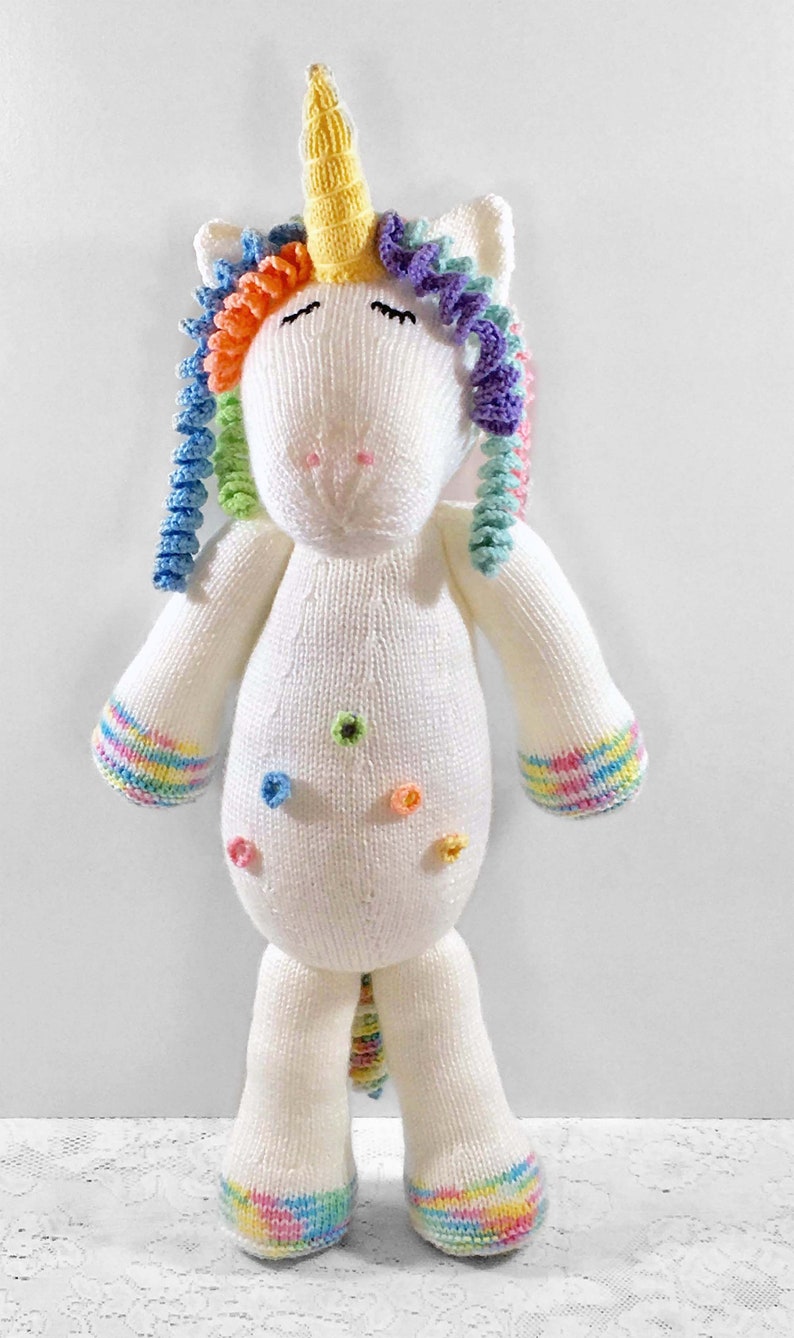 Unicorn Knitting Pattern 17 Inch Worked Flat Two Needles Easy to Knit Unicorn Soft Toy Knitting Pattern Instant Download image 4