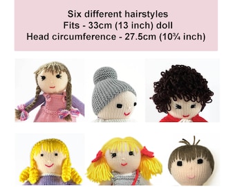 Dolls Hair Knitting Pattern Doll Making PDF Doll Hair Wig Tutorial To Fit 13 inch Doll