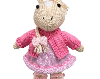 Pony Knitting Pattern PDF, Little Girl Pony, Knit Flat on Two Needles