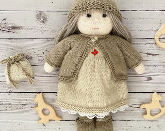 Hannah Doll Knitting Pattern: Boutique Doll with Adoption Certificate (PDF Download, 14 inch
