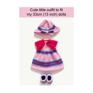 13 Inch Doll Clothes Knitting Pattern: Dress, Hat, Jacket, Shoes (PDF Pattern)