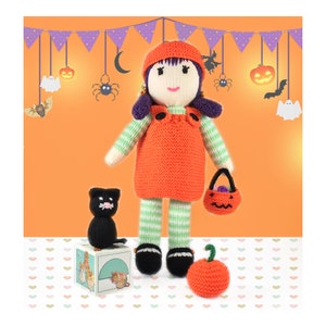 Doll Knitting Pattern 13 Inch Worked Flat ON Two Needles Halloween Pumpkin Knitting Pattern Toy Rag Doll Knitted Toy Doll Pattern