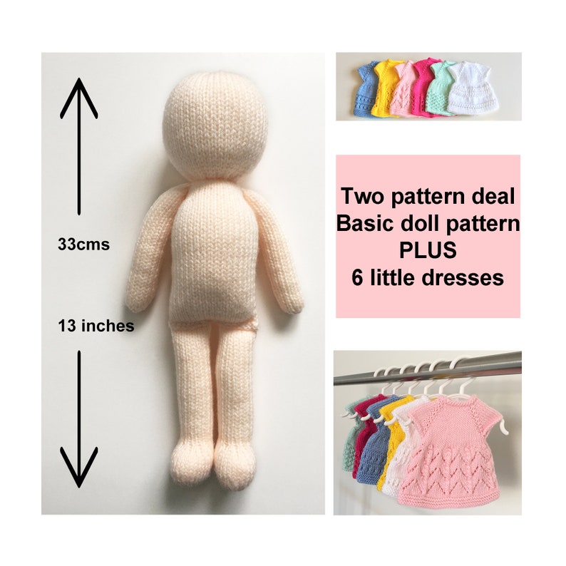 Basic Doll Knitting Pattern 33cm 13 Inch Doll Body Base Etsy Canada