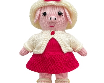 Peggy Piglet Knitting Pattern PDF | Barnyard babies soft toy | Knit Pig Doll