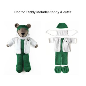 Doctor Teddy Bear Knitting Pattern 17 Inch Worked Flat on Two Needles