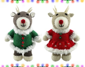 Christmas Reindeer Knitting Pattern Worked Flat on Two Needles Instant Download