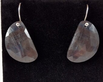 Faceted Sapphire and Sterling Silver Earrings Handmade by Chris Hay