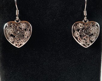 Sterling Silver Heart Earrings Handmade by Chris Hay