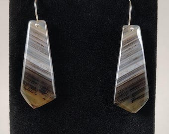 Banded Agate and Sterling Silver Earrings Handmade by Chris Hay