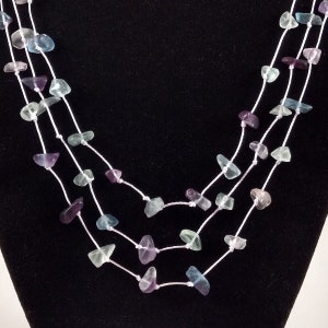Three Strand Fluorite Chip Necklace Handmade by Chris Hay