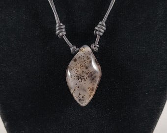 Sweetwater Agate Pendant Adjustable Leather Necklace Handmade by Chris Hay
