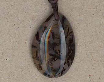 Crazy Lace Agate Pendant Adjustable Leather Necklace Handmade by Chris Hay