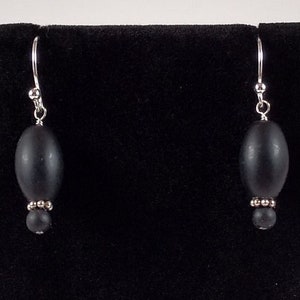 Black Onyx and Sterling Silver Earrings Handmade by Chris Hay