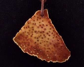 Petrified Palm Wood Pendant Adjustable Leather Necklace Handmade by Chris Hay